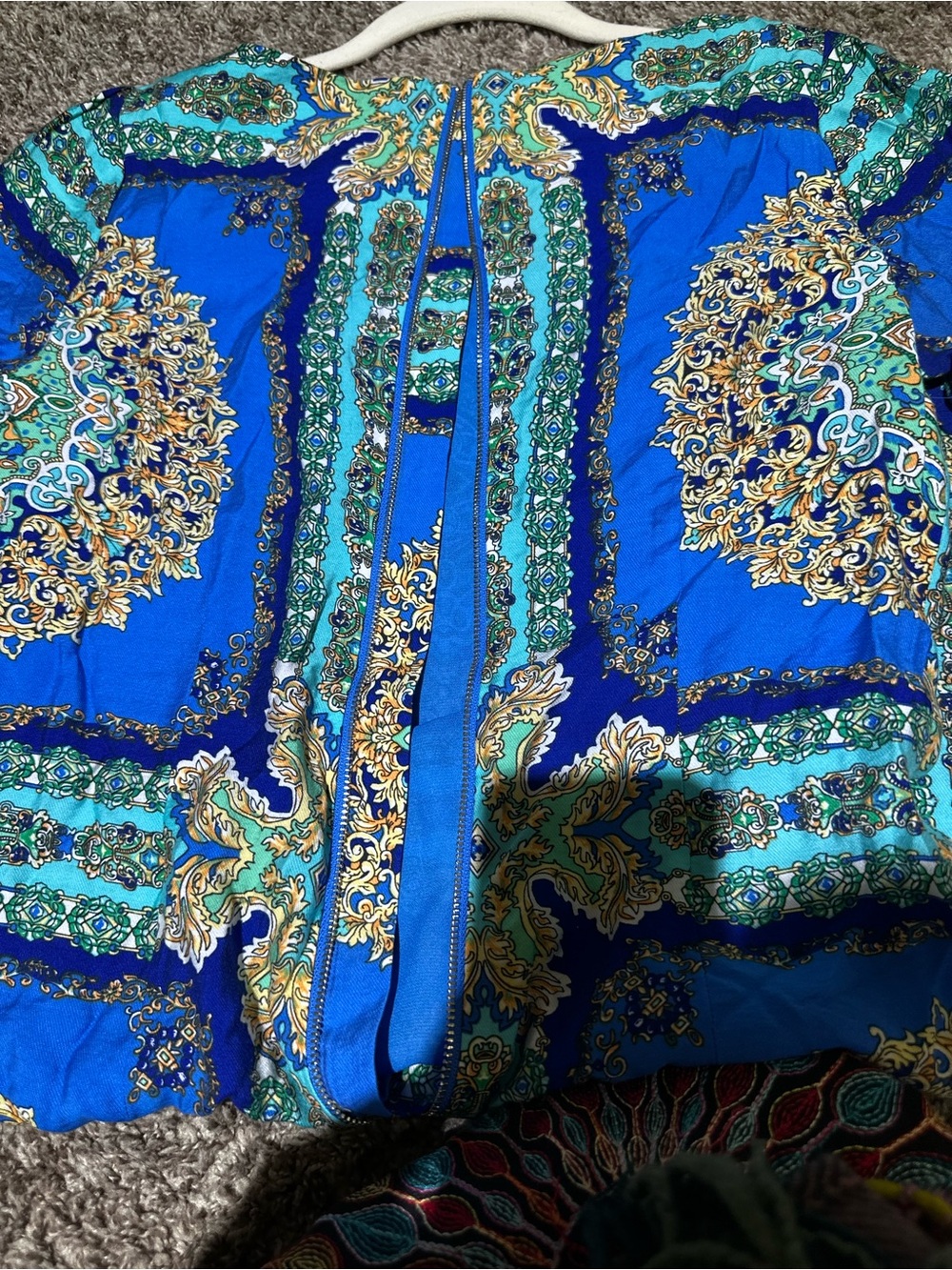 Blue Patterned Medallion Shift Dress / Laundry by Shelli Segal - Picture 8 of 8